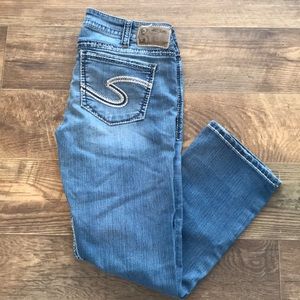 Silver Denim Capris